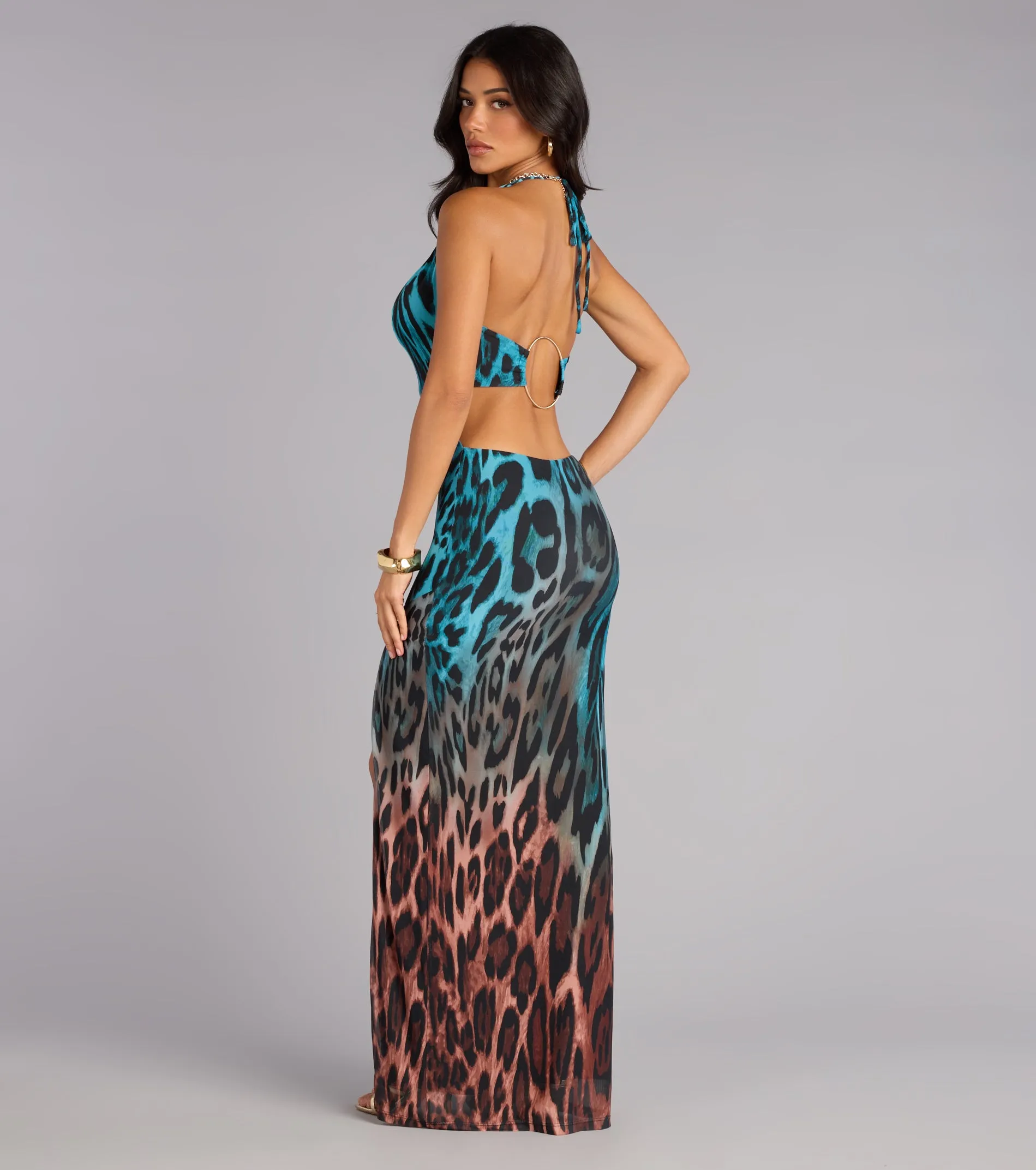 Fierce And Refined Leopard Cowl Maxi Dress sold by Windsor
