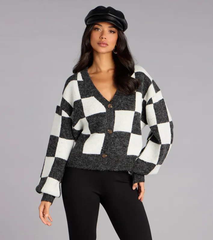 Checked Out Button-Up Cardigan sold by Windsor