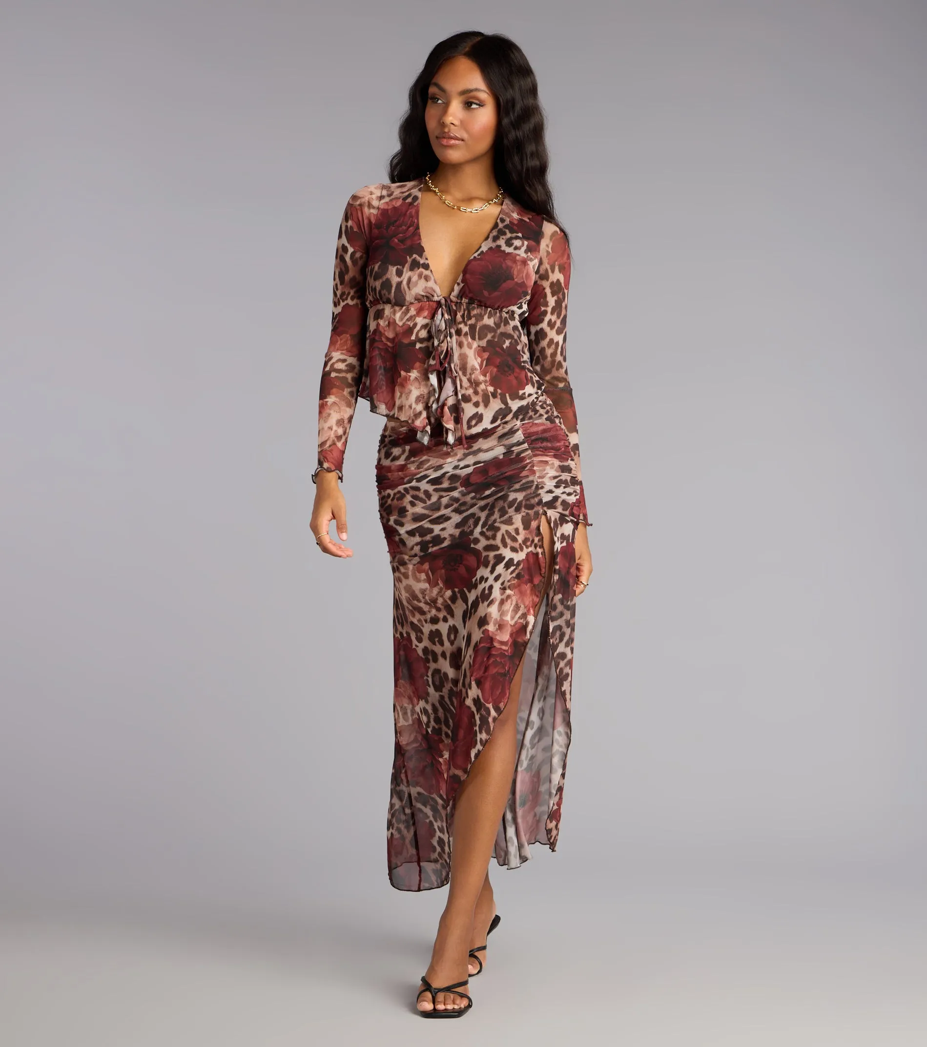 Untamed Bloom High-rise Slit Midi Skirt sold by Windsor