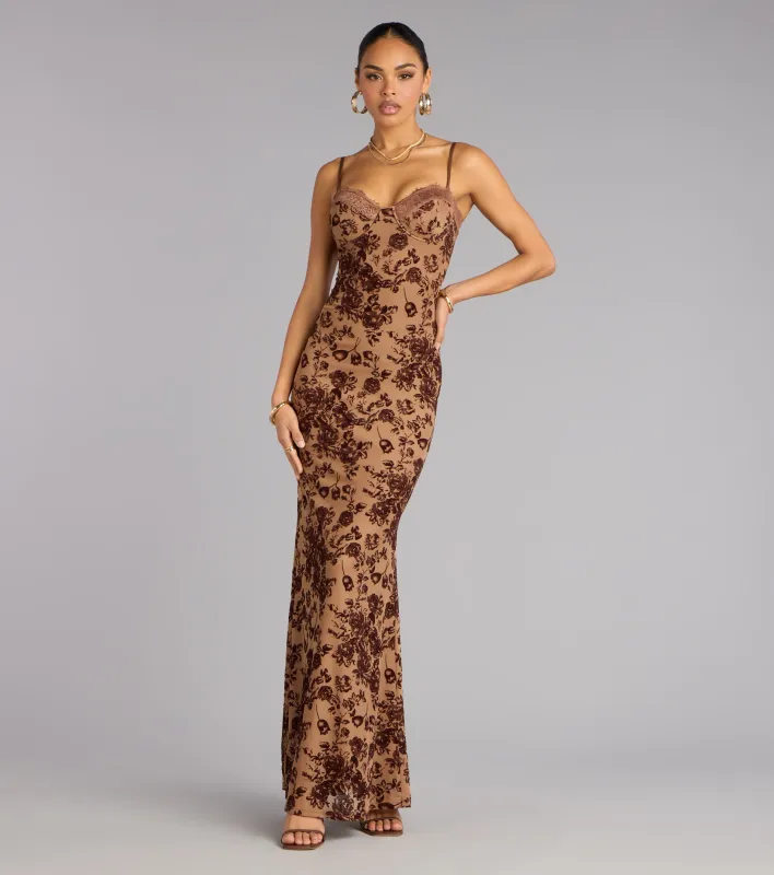 Kensley Flocked Velvet Mermaid Formal Dress sold by Windsor