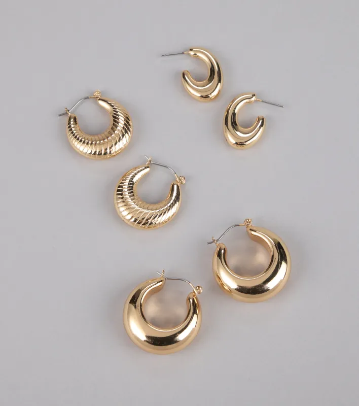 Perfect Trio Hoop Earrings Set sold by Windsor