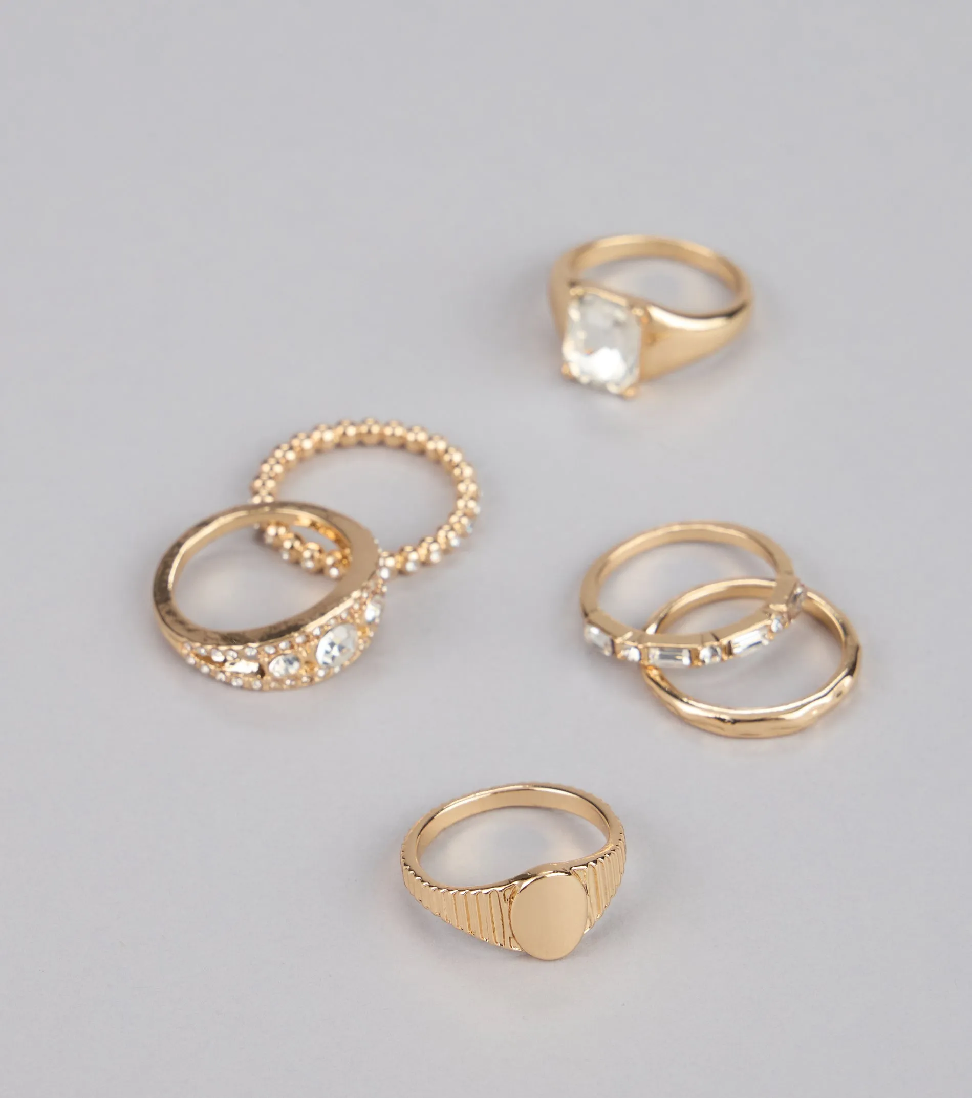 Effortless Shine Rhinestone Ring Set sold by Windsor