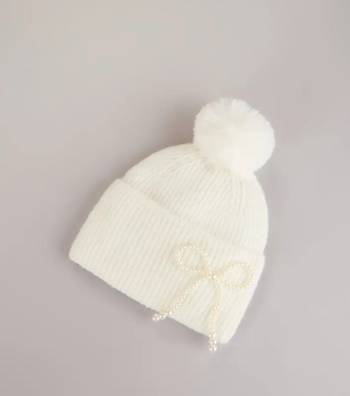 Snow Angel Pearl Bow Beanie sold by Windsor