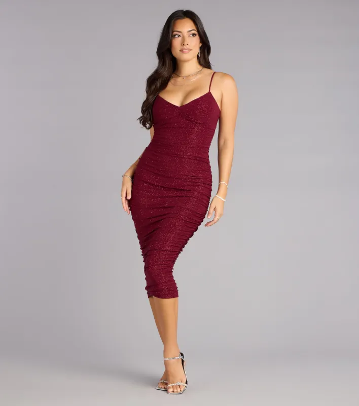 Shimmer Agenda Glitter Midi Dress sold by Windsor