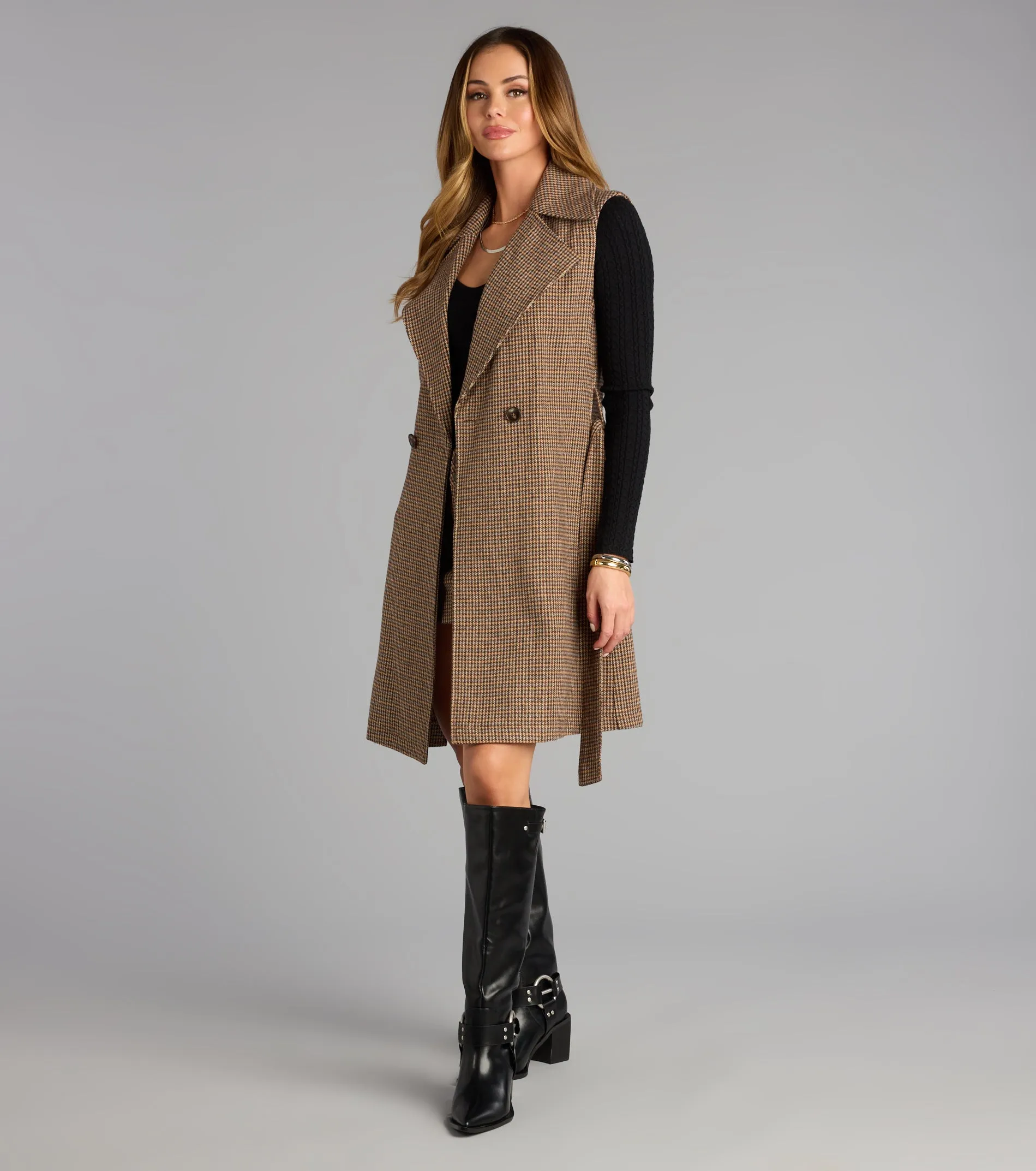 Checkmate Plaid Trench Vest sold by Windsor product image thumbnail 4