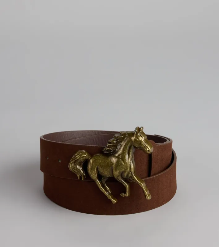 Frontier Flair Faux Suede Horse Buckle Belt sold by Windsor