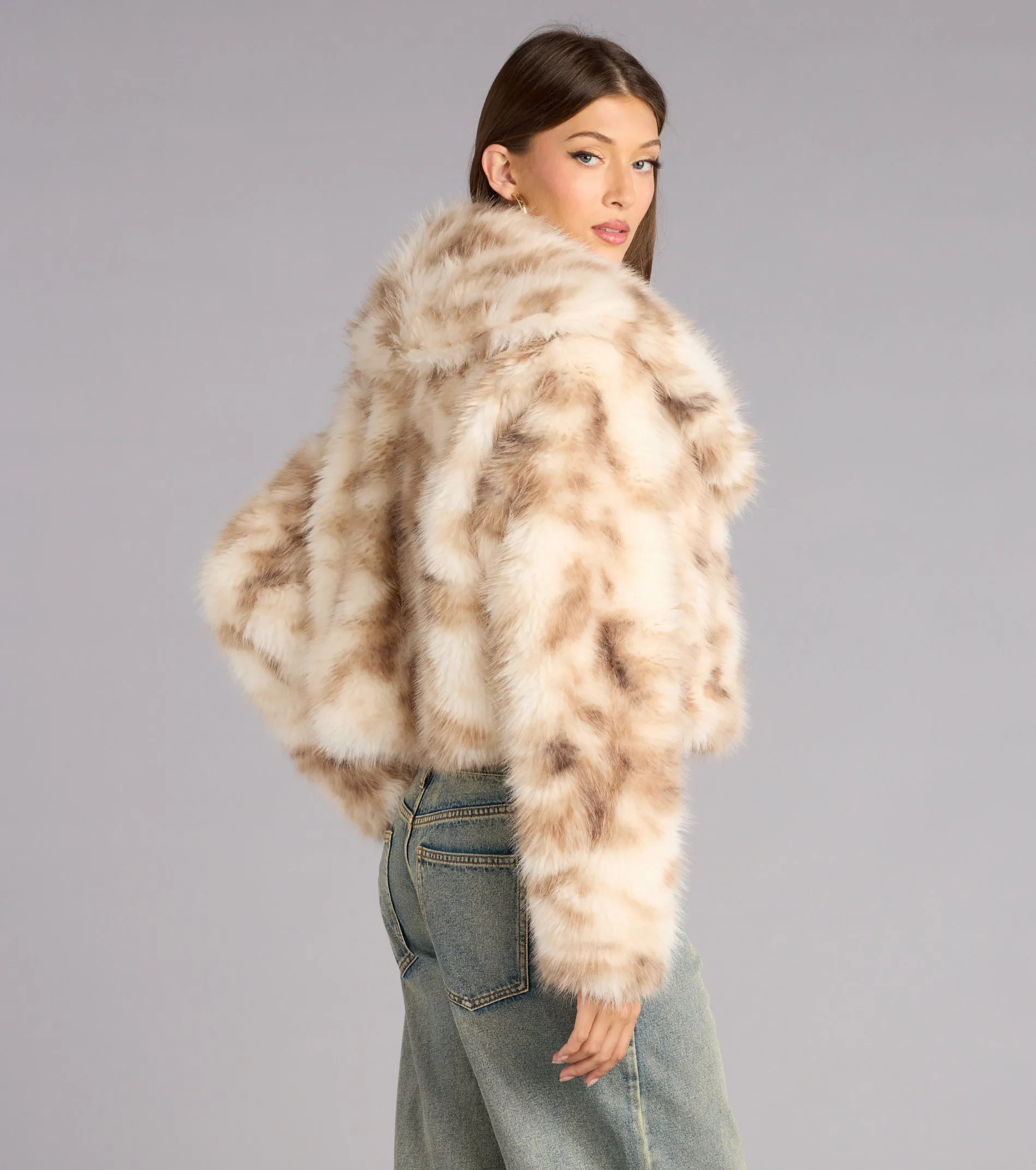 Winter Chic Faux Fur Cropped Coat sold by Windsor product image thumbnail 3
