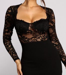 Sultry Allure Sheer Lace Mini Dress sold by Windsor
