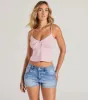 Perfect Twist Lace Bow V-Neck Crop Top sold by Windsor