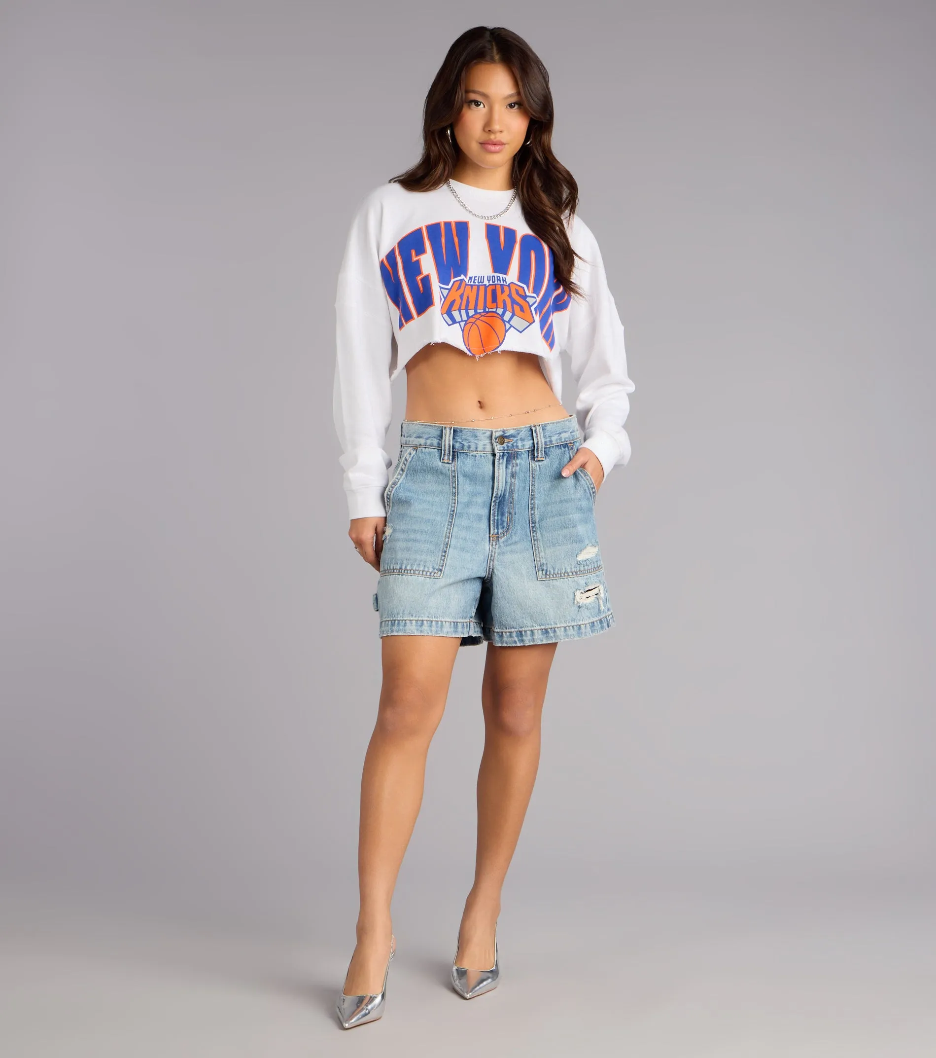 Ultra Game NBA New York Knicks Crop Sweatshirt sold by Windsor product image thumbnail 3