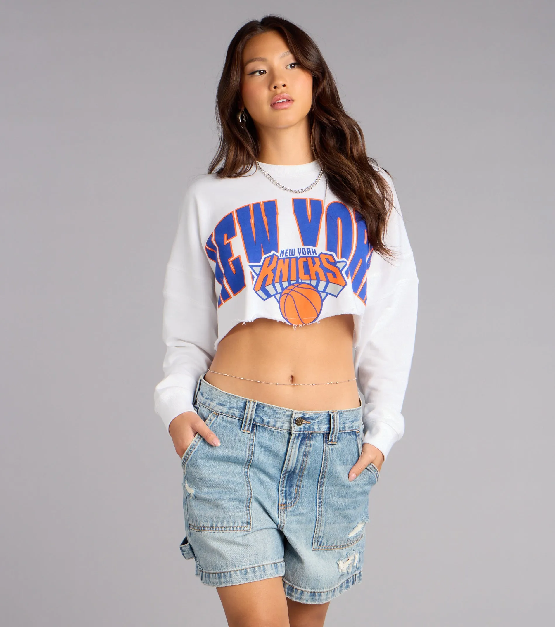 Ultra Game NBA New York Knicks Crop Sweatshirt sold by Windsor
