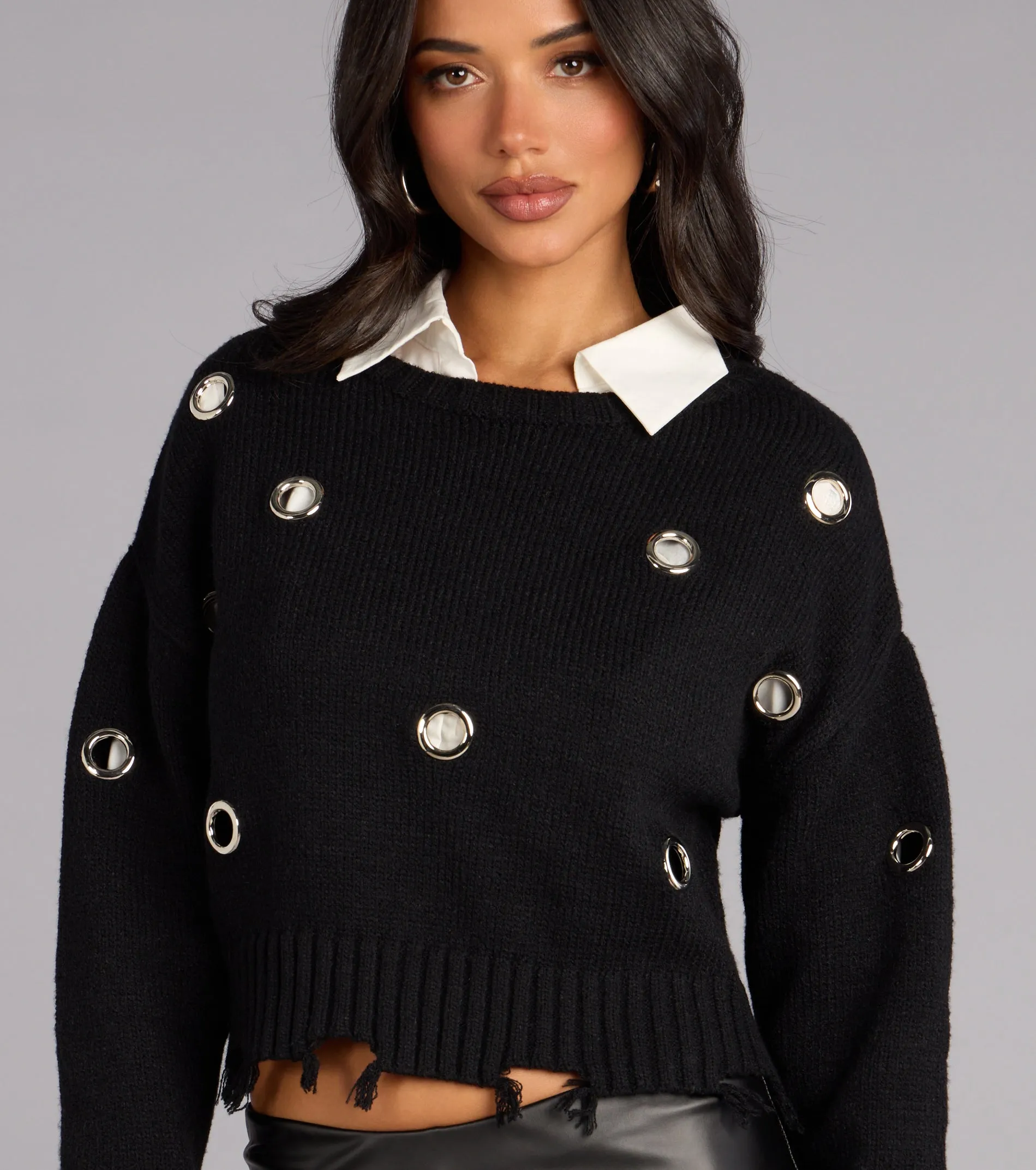 Not Your Basic Grommet Sweater sold by Windsor product image thumbnail 4