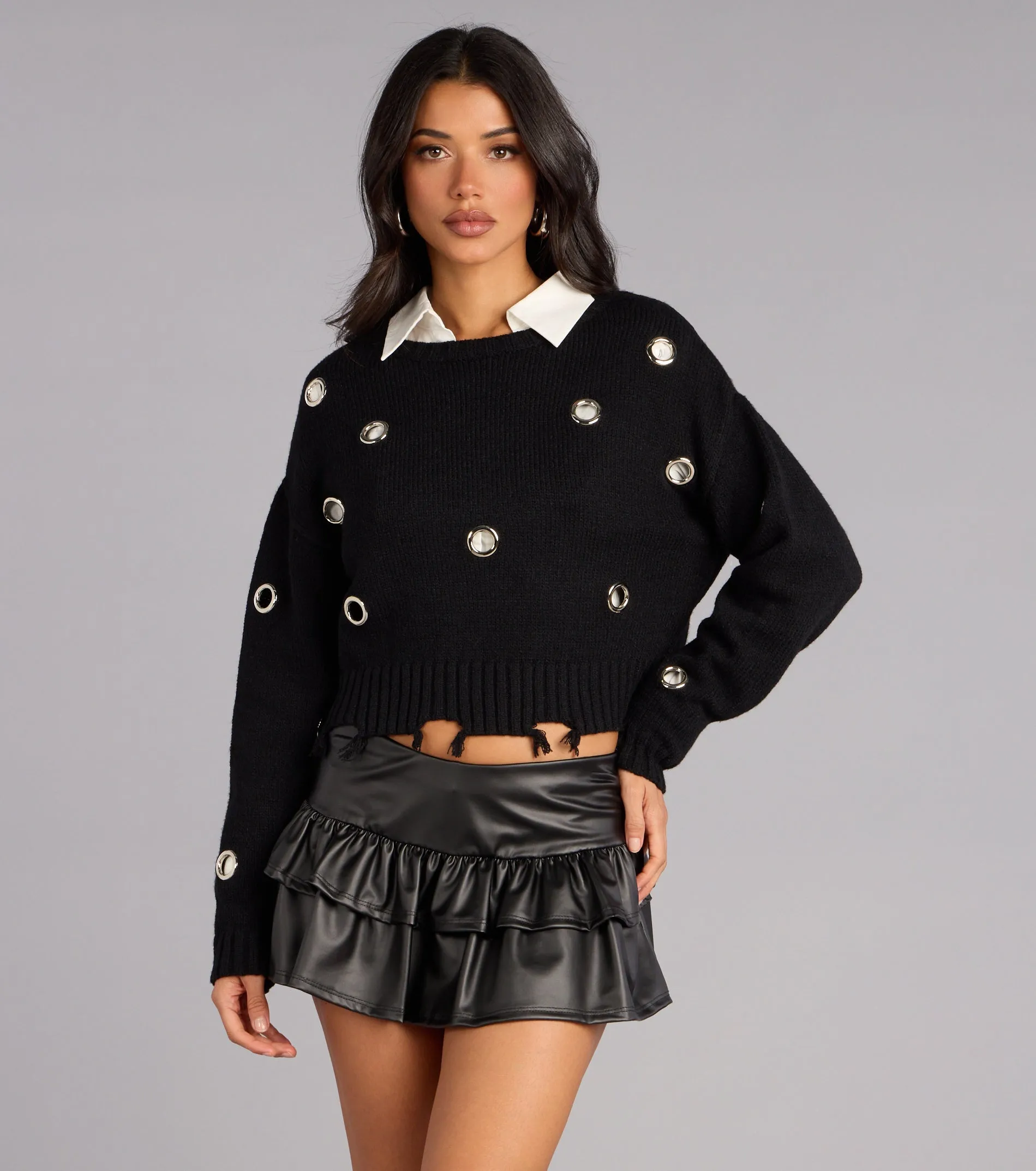 Not Your Basic Grommet Sweater sold by Windsor