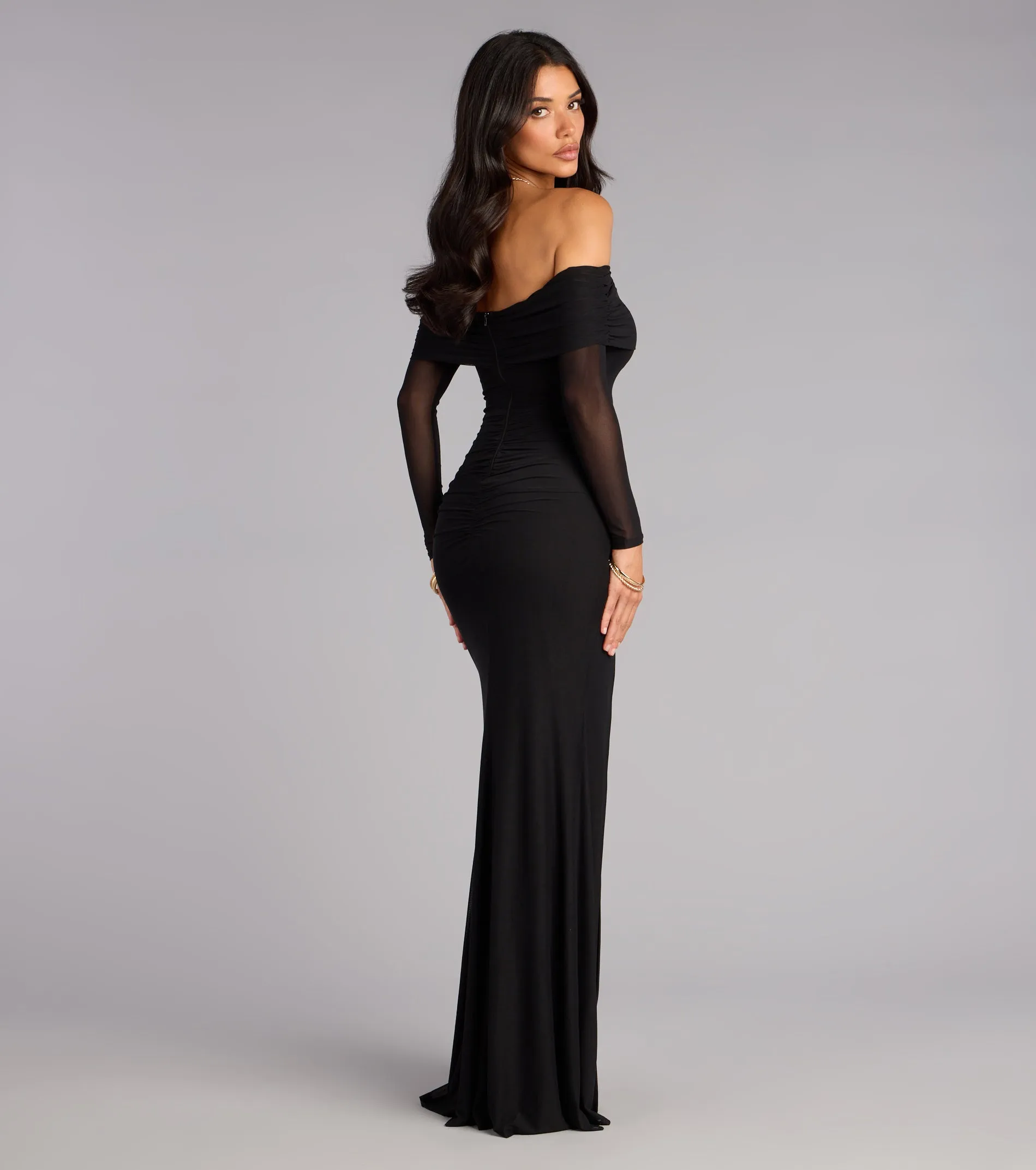 Sandy Off-The-Shoulder Mesh Formal Dress sold by Windsor product image thumbnail 2