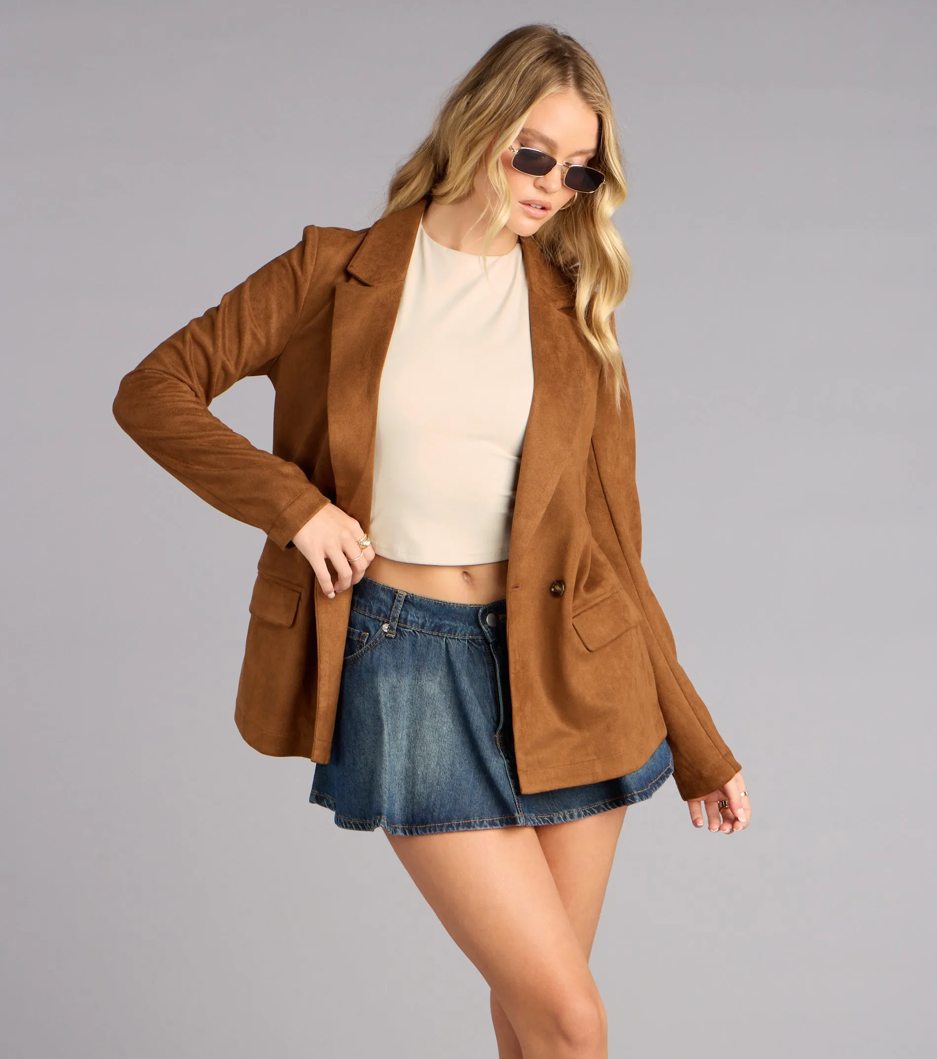 Luxe Edit Faux Suede Blazer sold by Windsor product image thumbnail 5