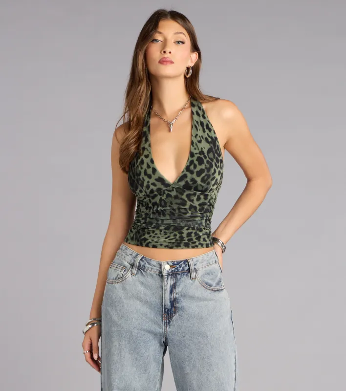 Untamed Mood Leopard Halter Top sold by Windsor