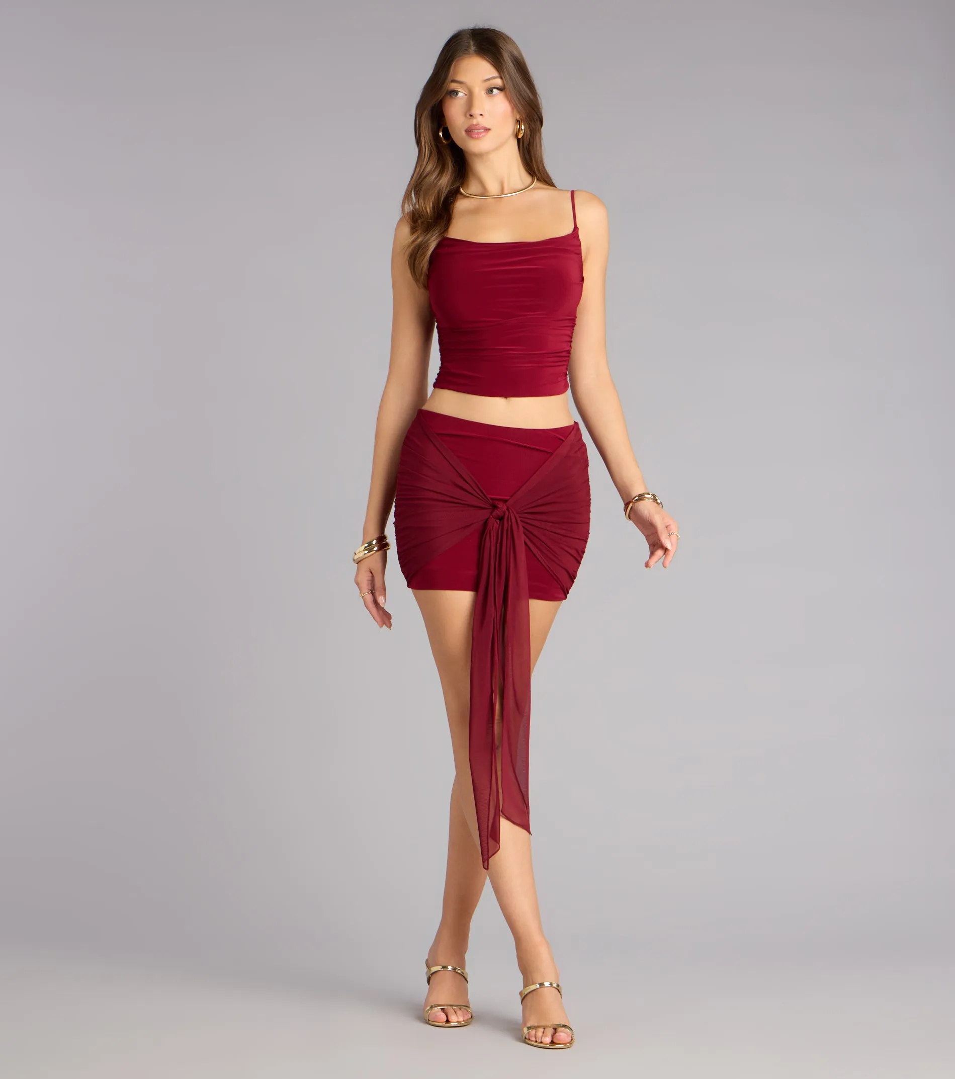 Silky Move Tie-Front Mini Skirt sold by Windsor product image thumbnail 5