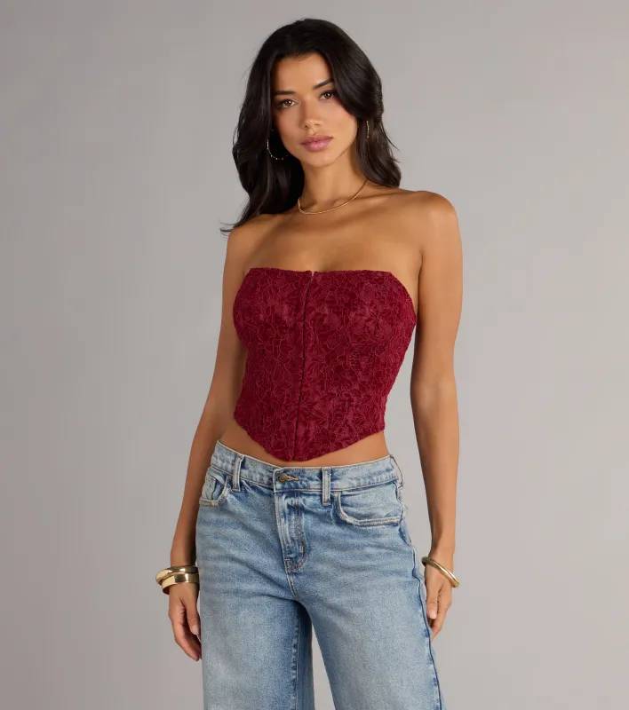 Sweet Obsession Strapless Lace Corset Top sold by Windsor