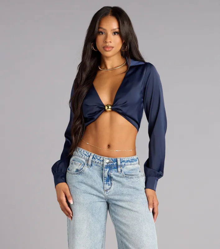 Glamour Hour Satin Crop Top sold by Windsor