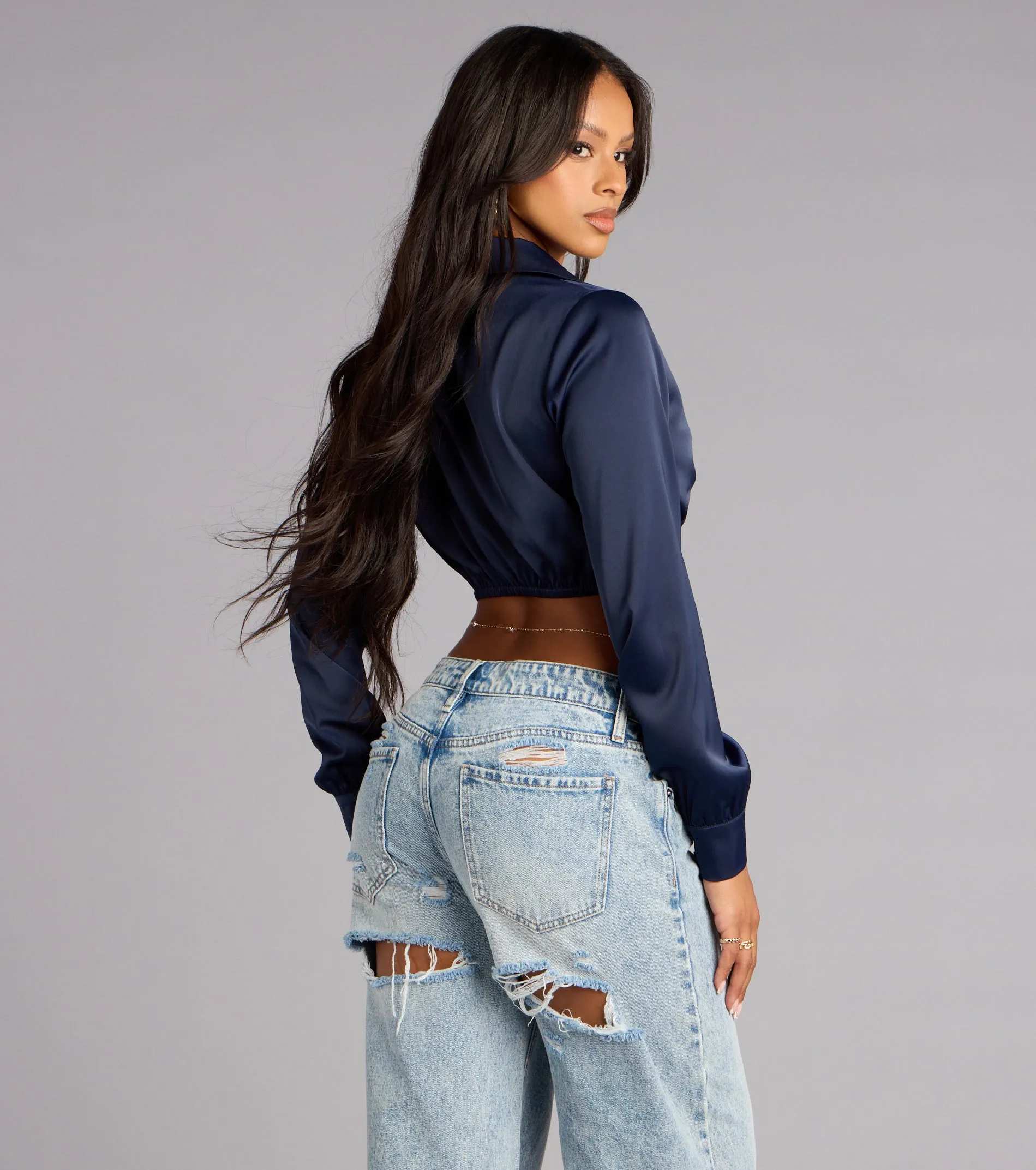 Glamour Hour Satin Crop Top sold by Windsor product image thumbnail 2