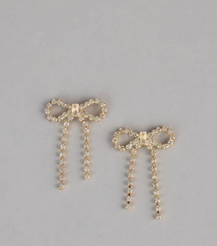 Sweet Spark Rhinestone Bow Earrings sold by Windsor