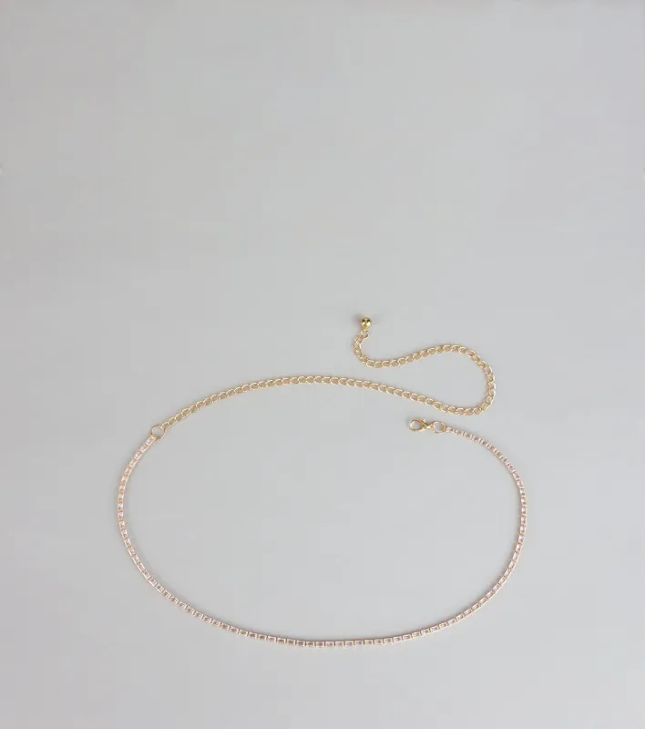 Soft Shine Dainty Rhinestone Chain Belt sold by Windsor