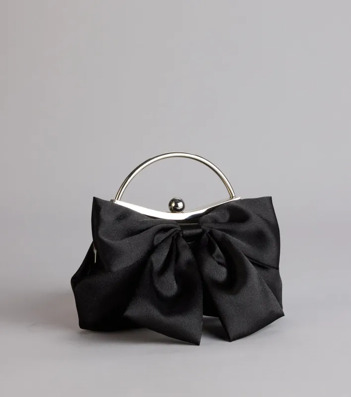 Sweet Luxe Satin Bow Clutch Purse sold by Windsor