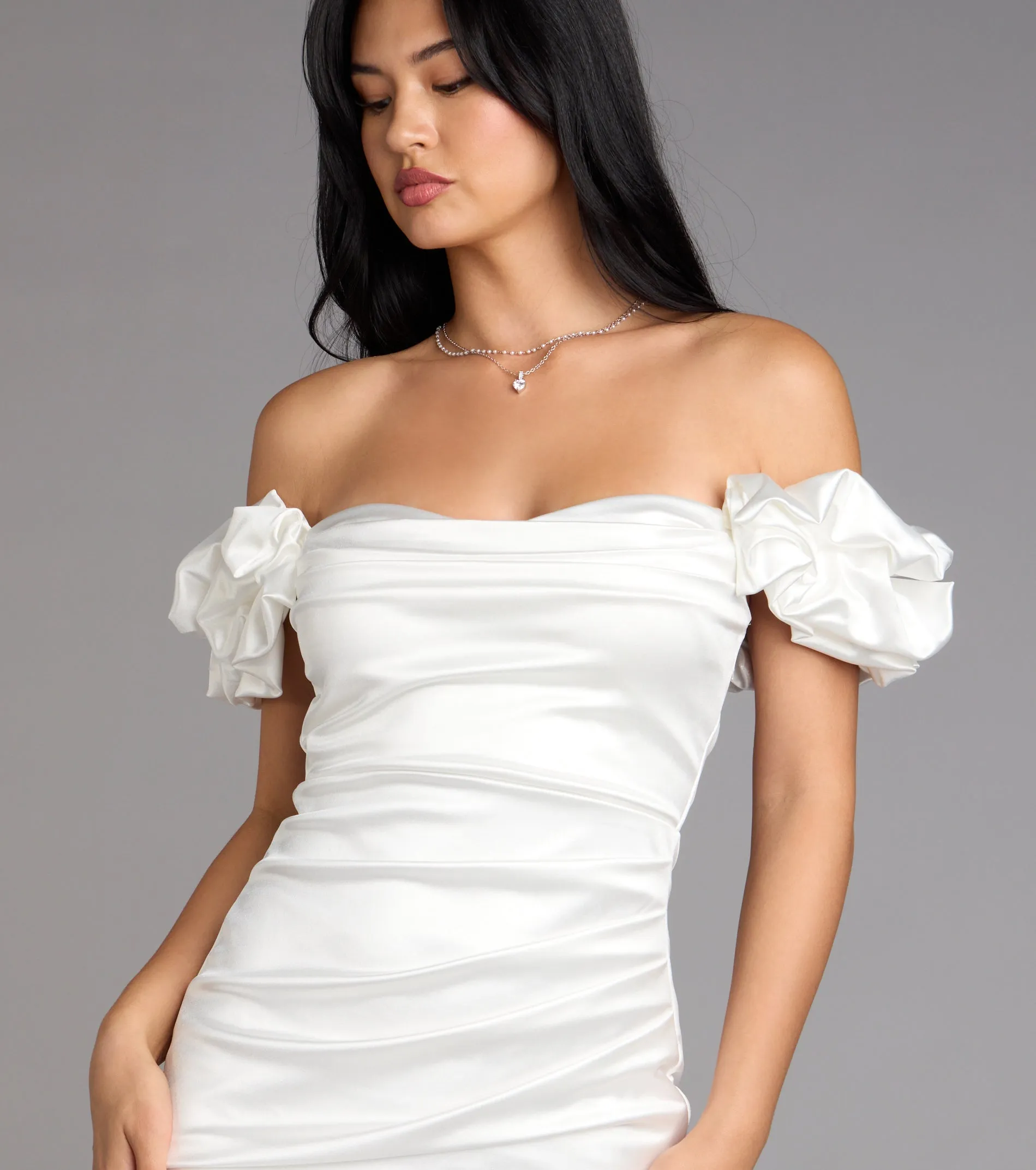 Kathrin Satin Off-The-Shoulder Mini Dress sold by Windsor product image thumbnail 3