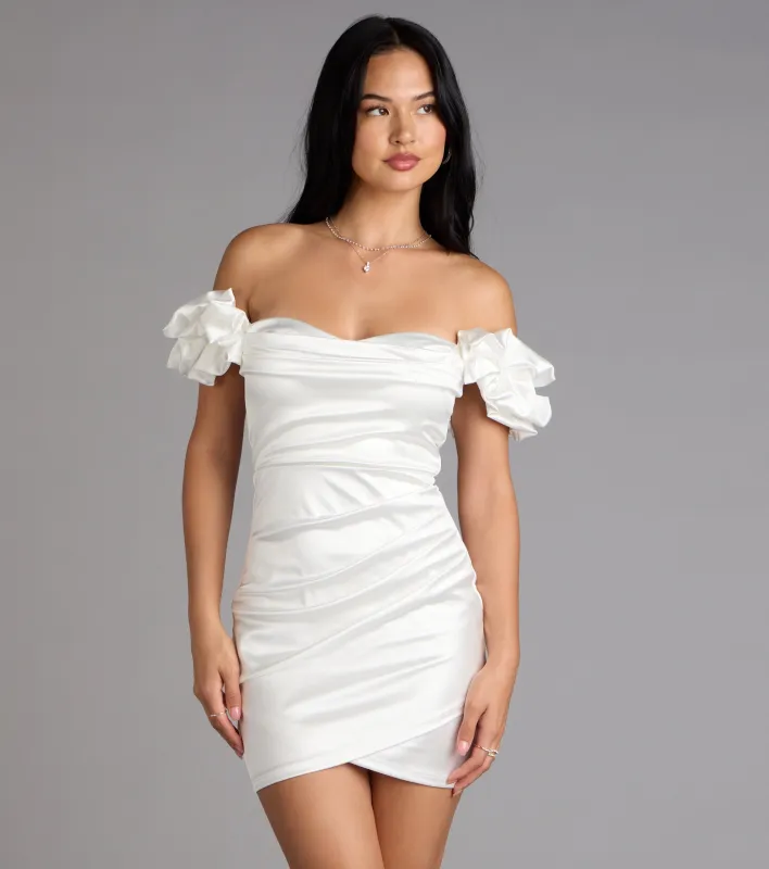 Kathrin Satin Off-The-Shoulder Mini Dress sold by Windsor
