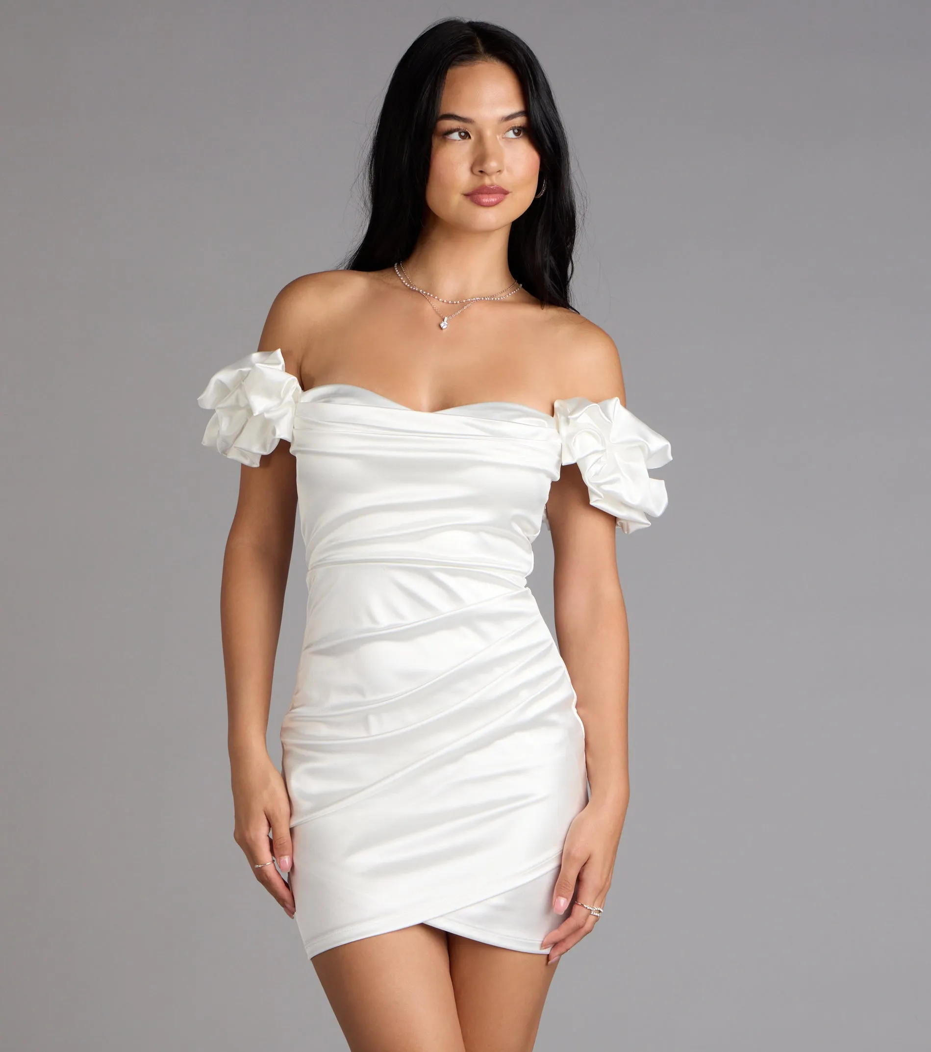 Kathrin Satin Off-The-Shoulder Mini Dress sold by Windsor