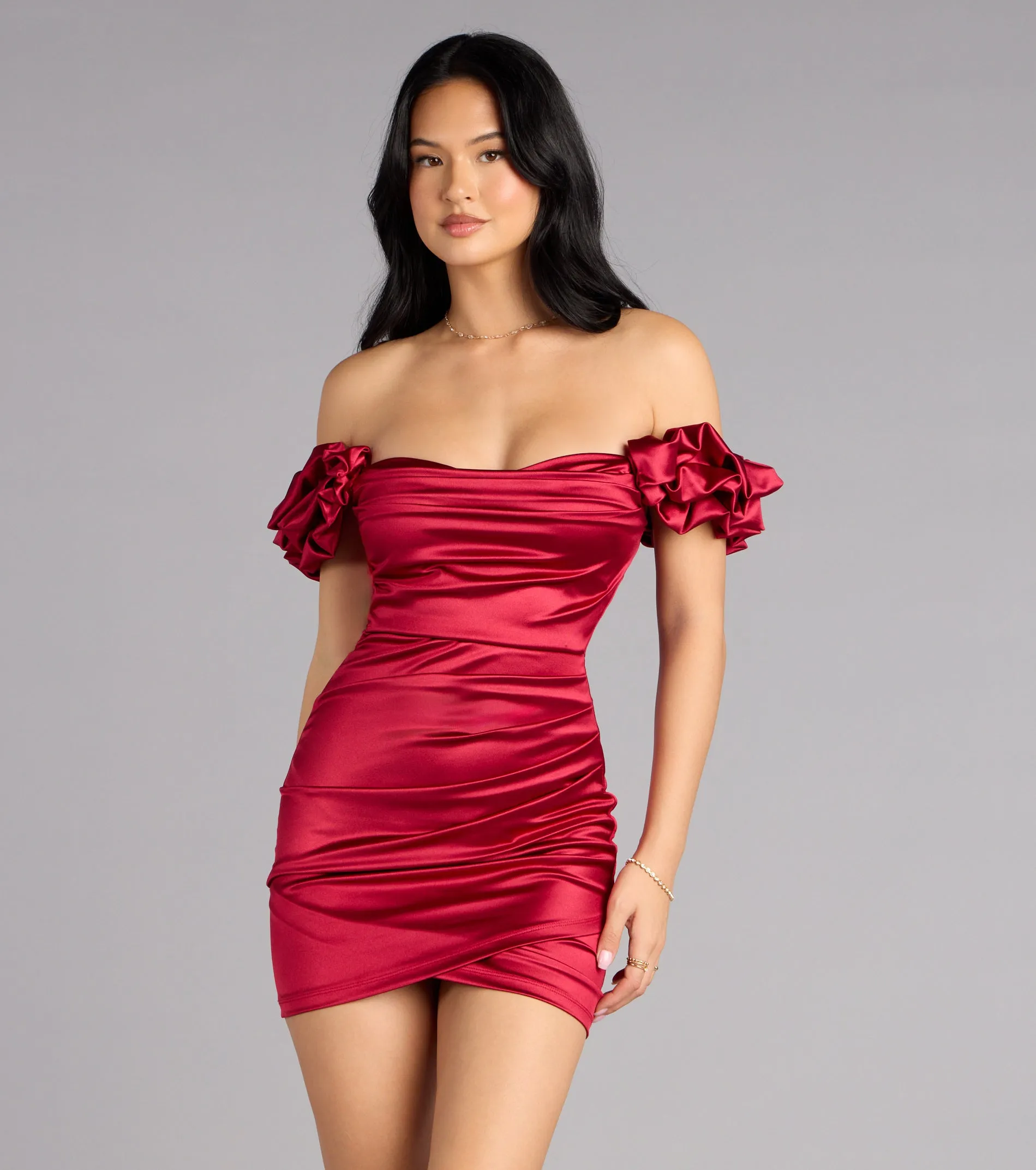 Kathrin Satin Off-The-Shoulder Mini Dress sold by Windsor product image thumbnail 5