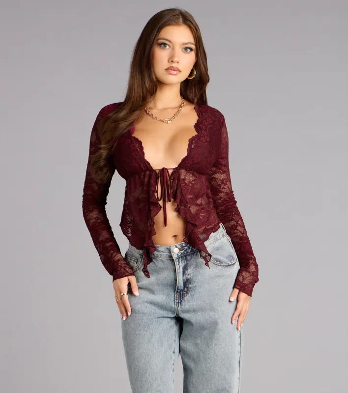 Sultry Chic Lace Tie-Front Top sold by Windsor