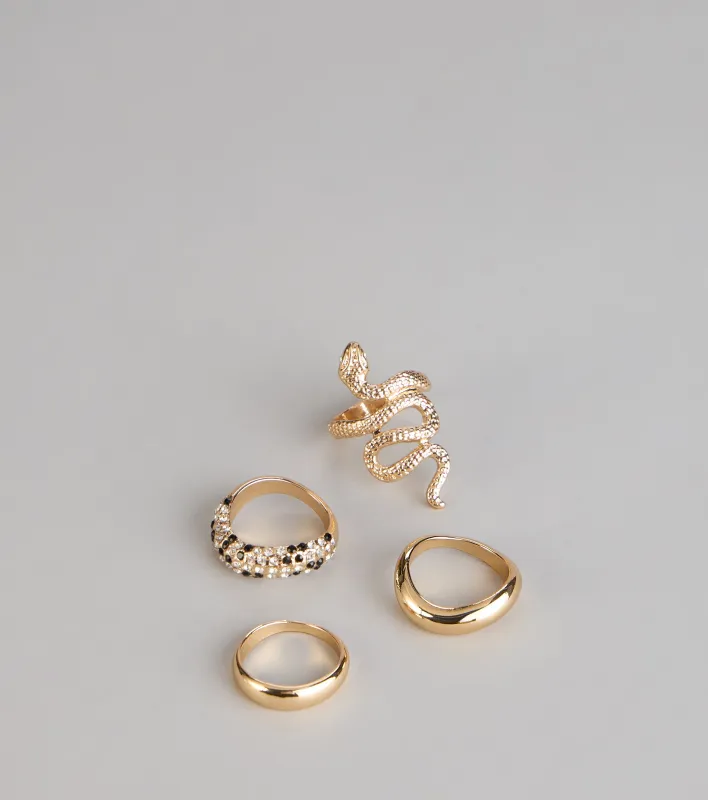 Fierce Glamour Snake Ring Set sold by Windsor