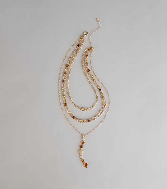 Stacked And Stunning Stone Lariat Necklace sold by Windsor