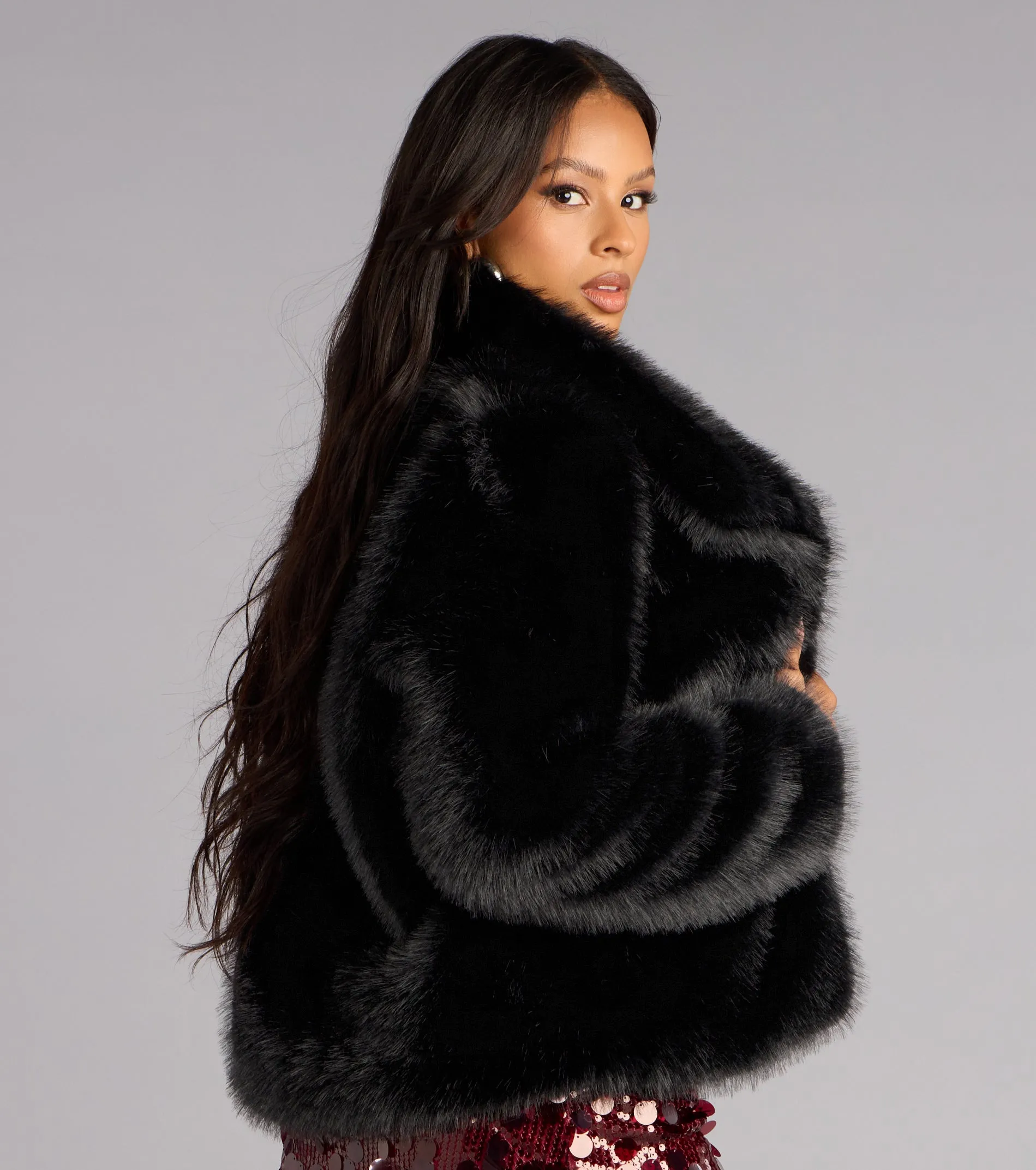 Luxe Drama Faux Fur Coat sold by Windsor product image thumbnail 3