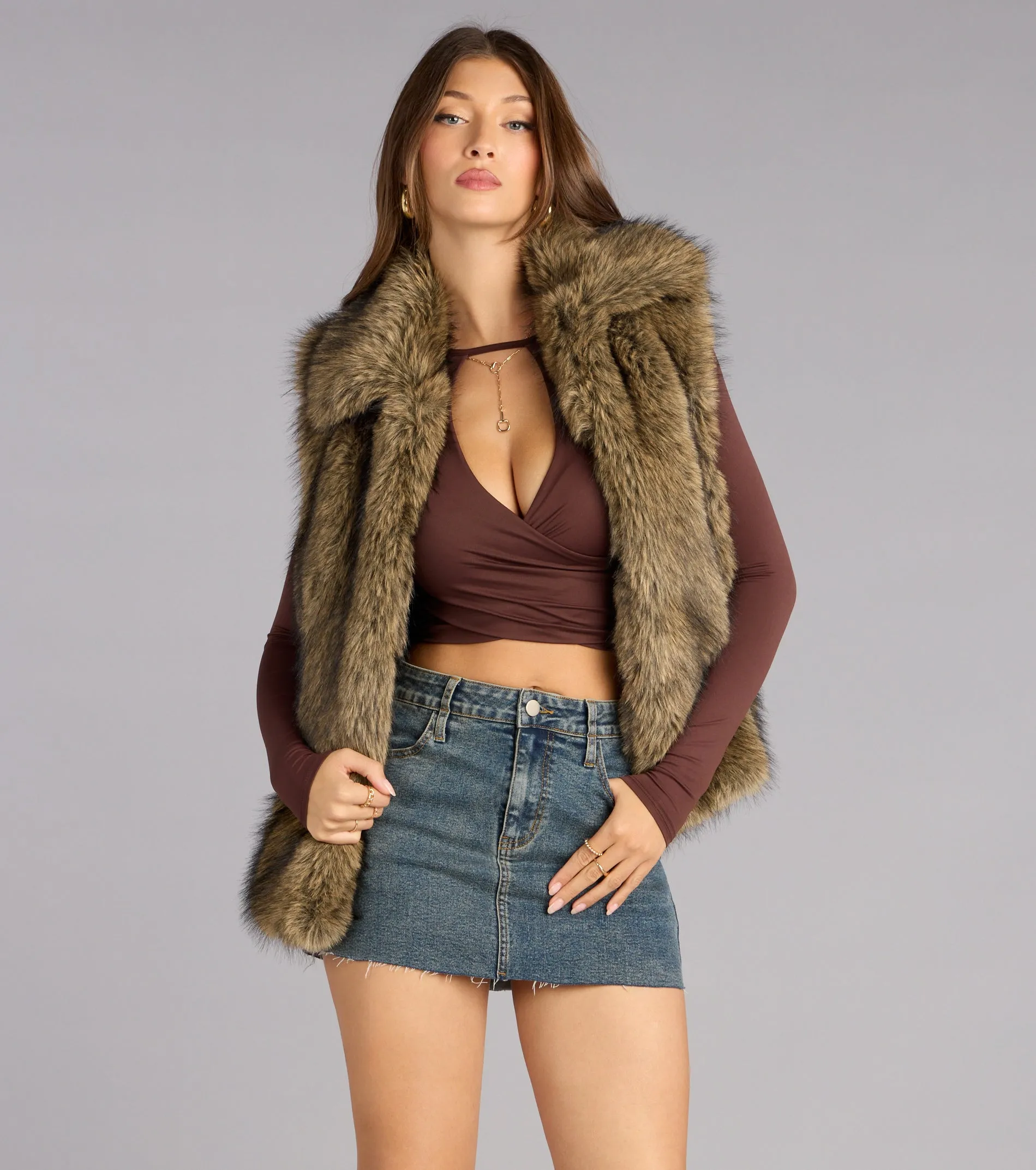 Jet Set Mood Faux Fur Vest sold by Windsor product image thumbnail 5