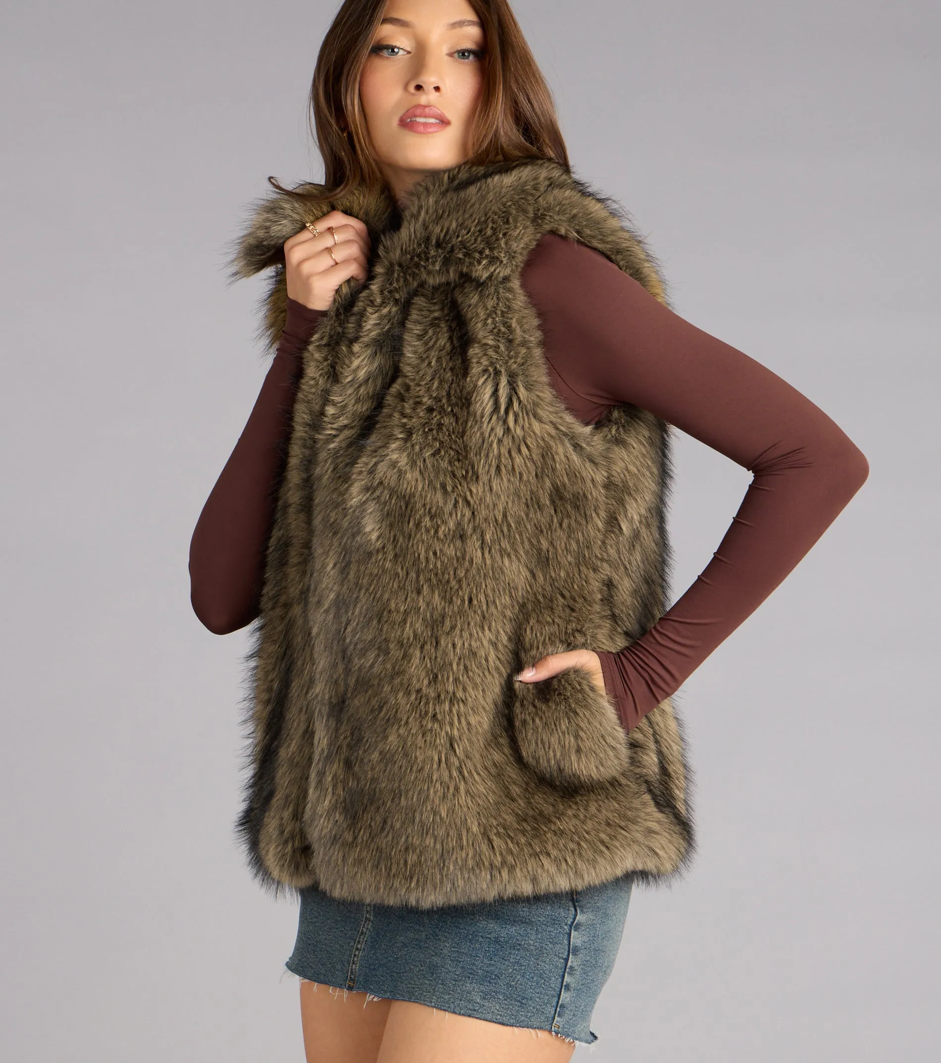 Jet Set Mood Faux Fur Vest sold by Windsor product image thumbnail 2