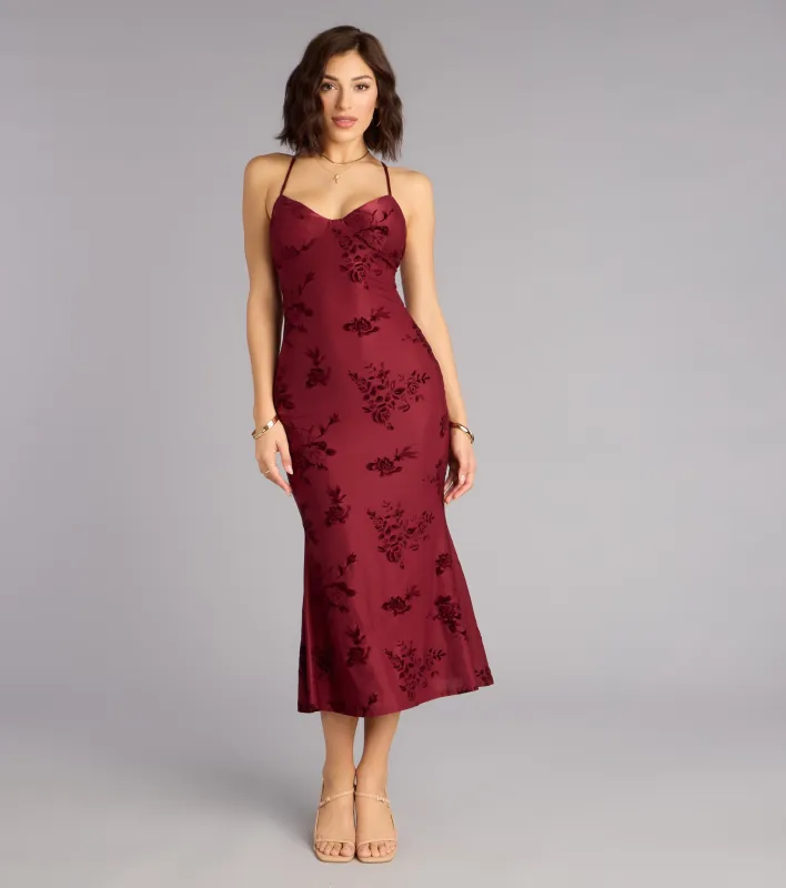 Romance Language Floral Lace-Up Midi Dress sold by Windsor