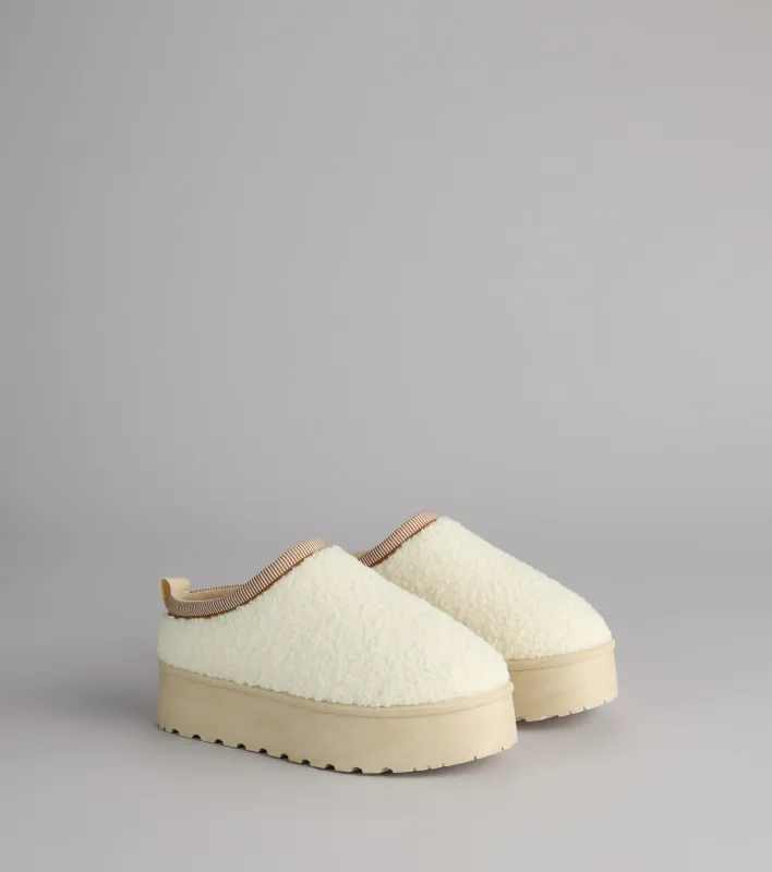 Cloud Club Faux Sherpa Platform Slippers sold by Windsor