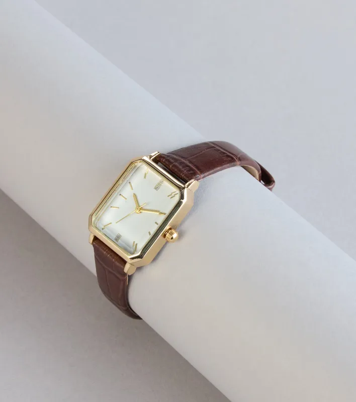 Sharp Hour Faux Leather Watch sold by Windsor