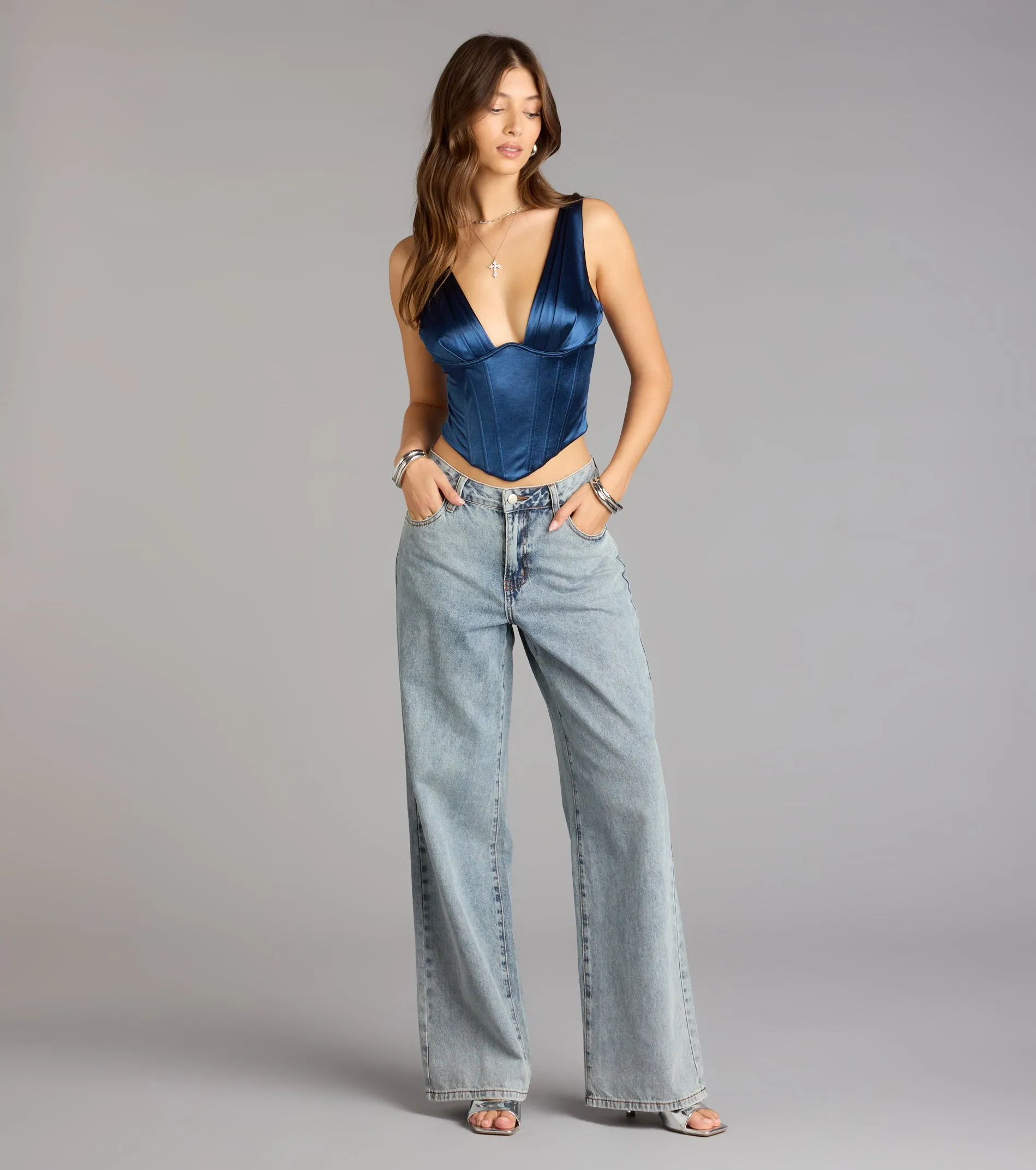 Midnight Muse Satin Corset Top sold by Windsor product image thumbnail 3