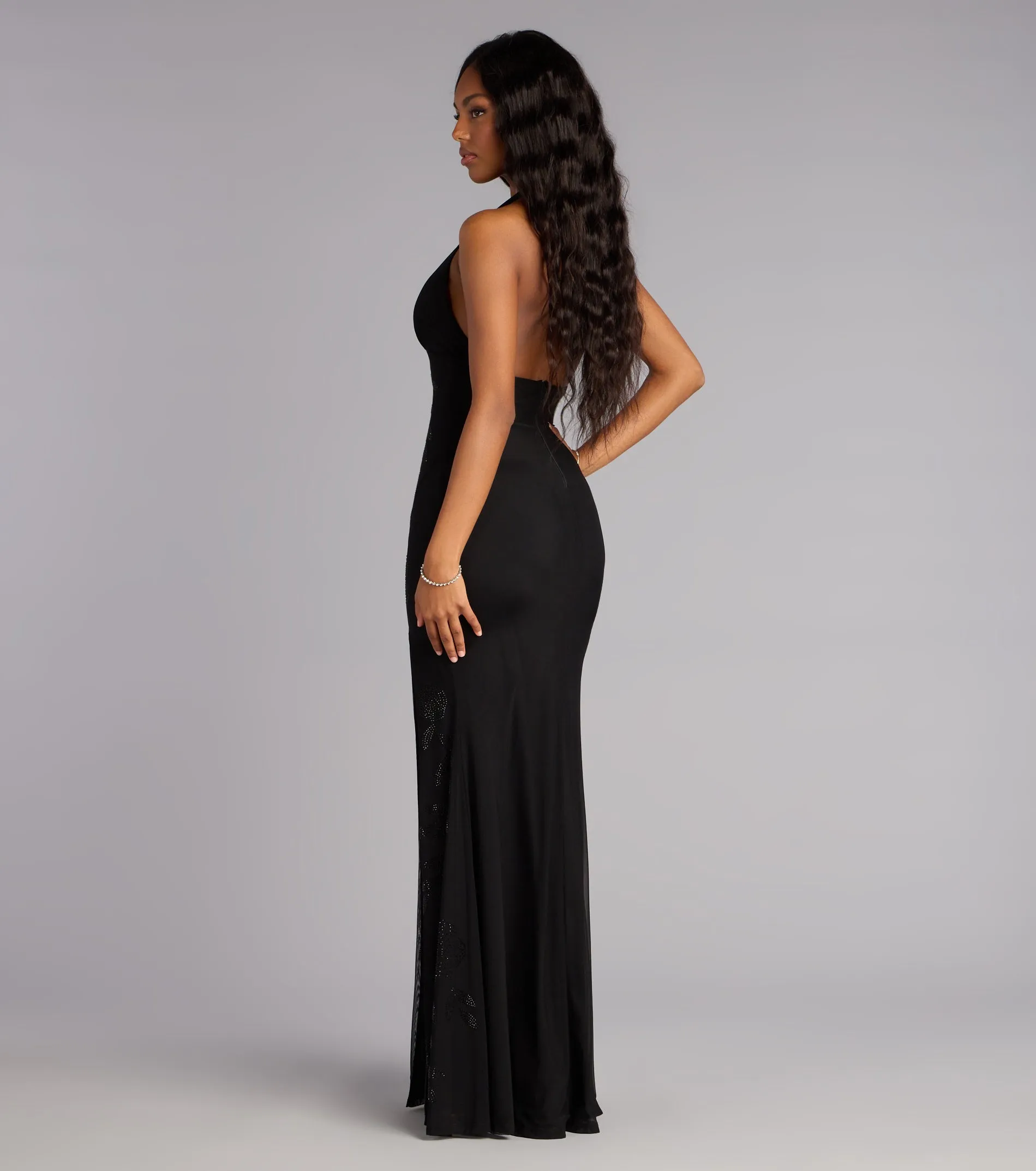 Debbie Floral Rhinestone Mermaid Formal Dress sold by Windsor product image thumbnail 2