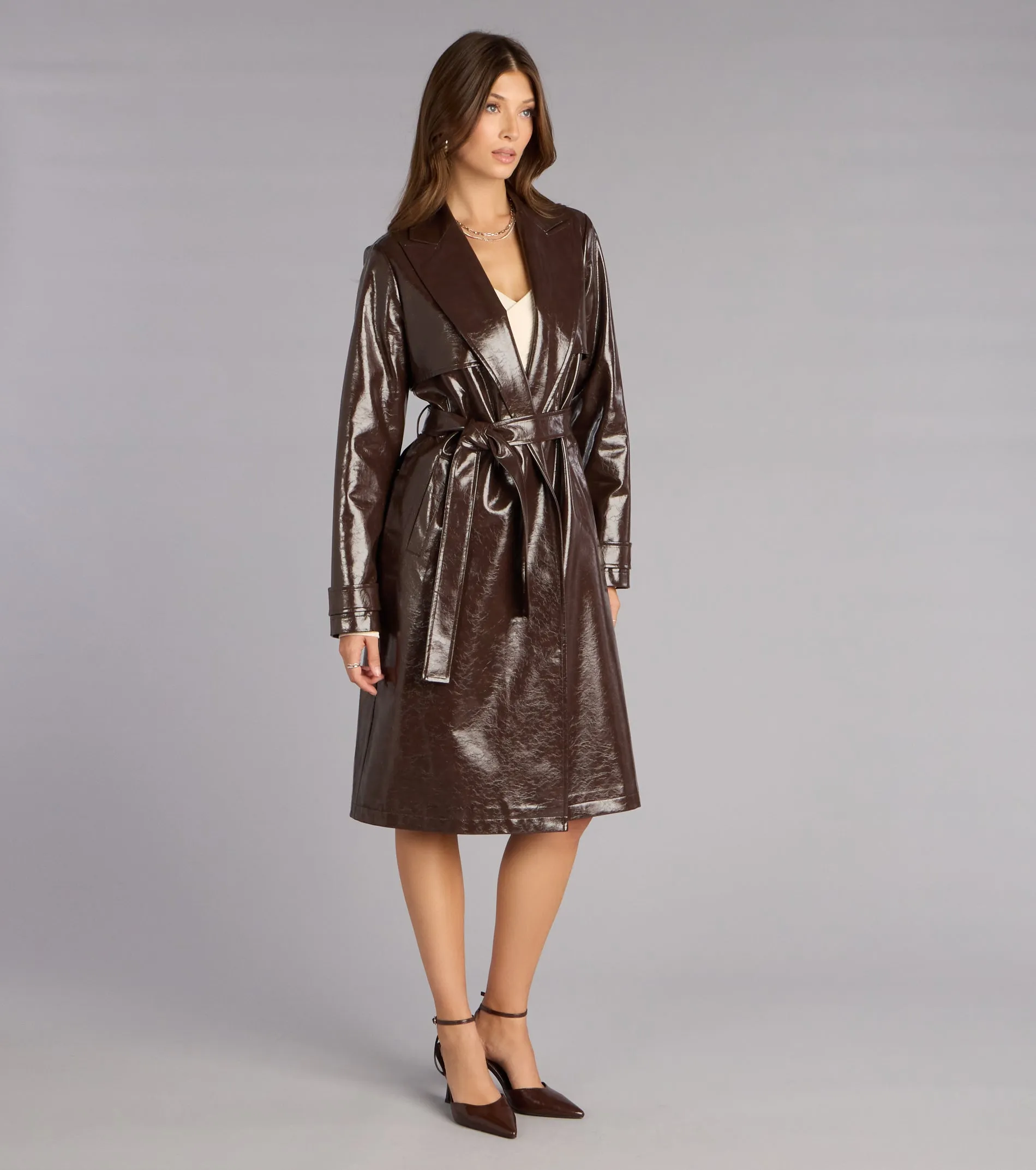 Statement Season Faux Leather Trench Coat sold by Windsor product image thumbnail 4