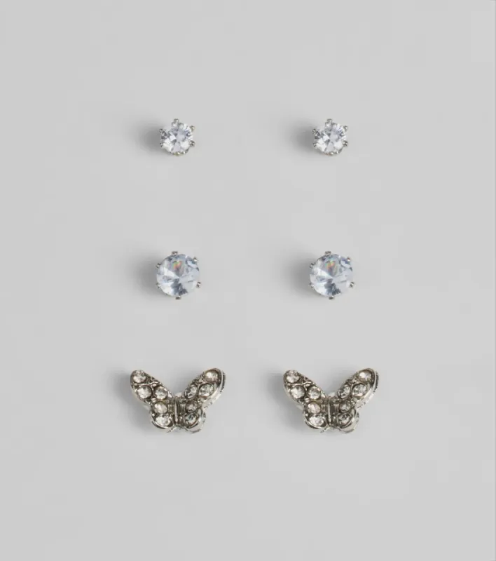 Pretty Luxe Cubic Zirconia Butterfly Stud Earrings Set sold by Windsor