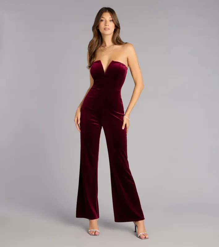 Enchanted Hour Velvet Plunge Jumpsuit sold by Windsor