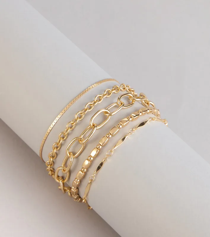 Chic Stack Mixed Chain Bracelet Set sold by Windsor