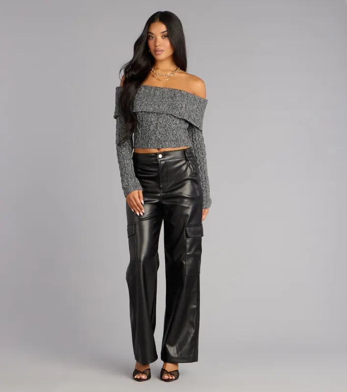 Street Code Faux Leather Cargo Pants sold by Windsor