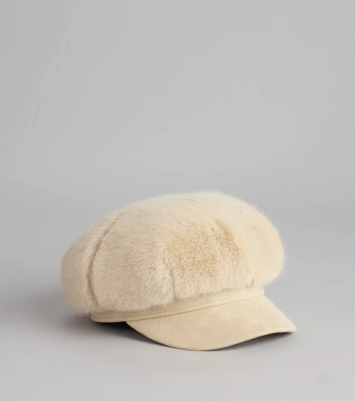 Cozy On Repeat Faux Fur Suede Cabby Hat sold by Windsor