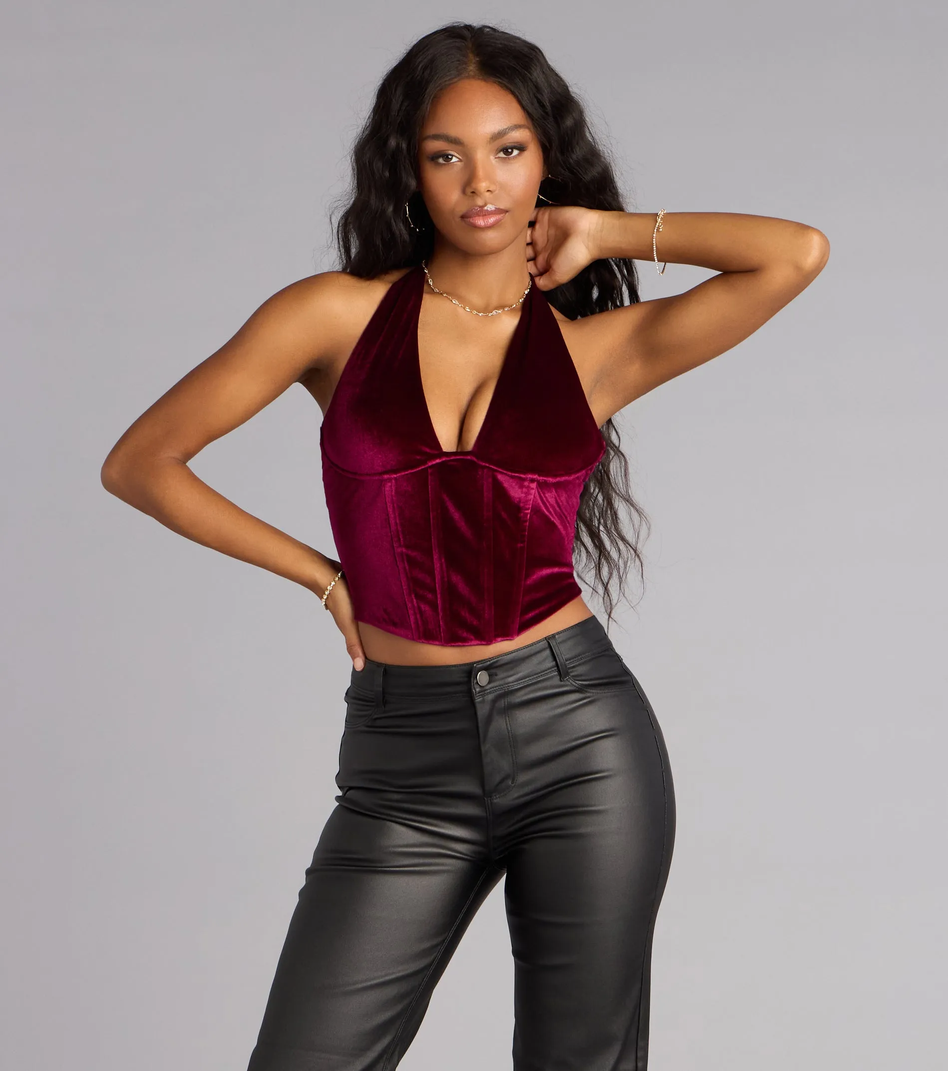 Velvet Crush Halter Bustier Top sold by Windsor