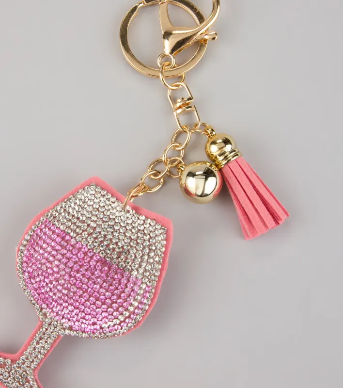 Rhinestone Wine Puff Keychain sold by Windsor